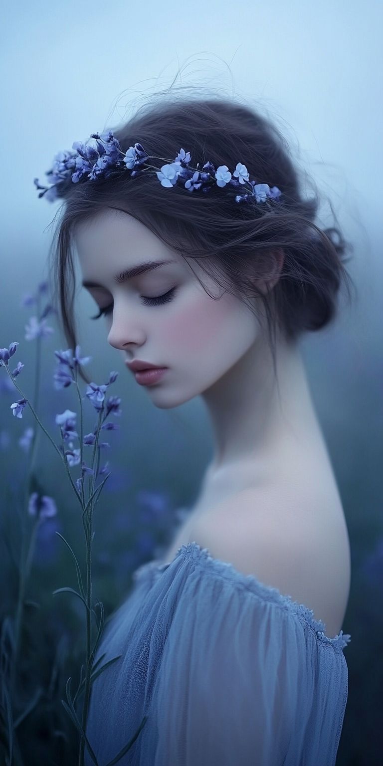 Fond d'écran belle femme dans les fleurs pour mobile 35