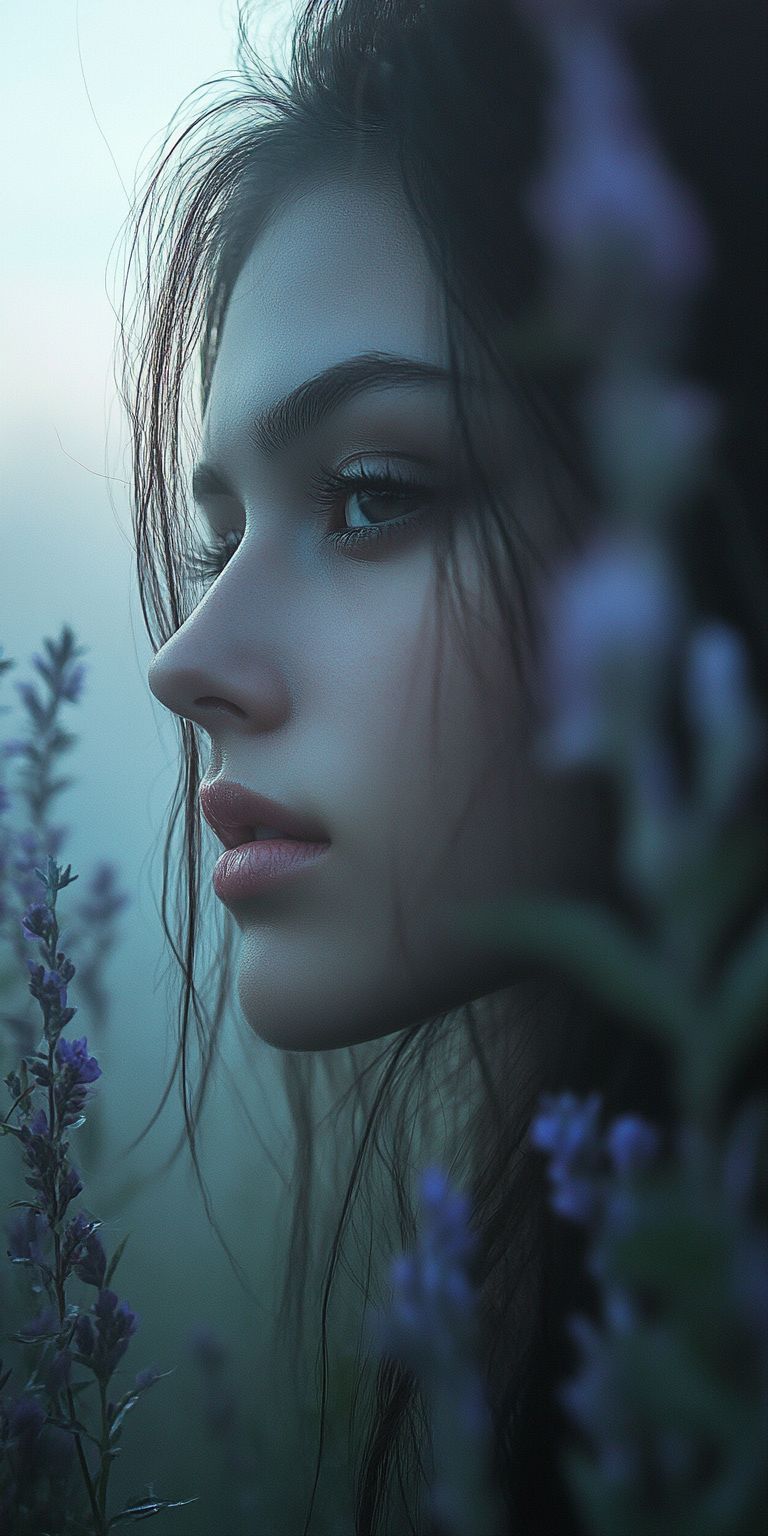 Fond d'écran belle femme dans les fleurs pour mobile 40