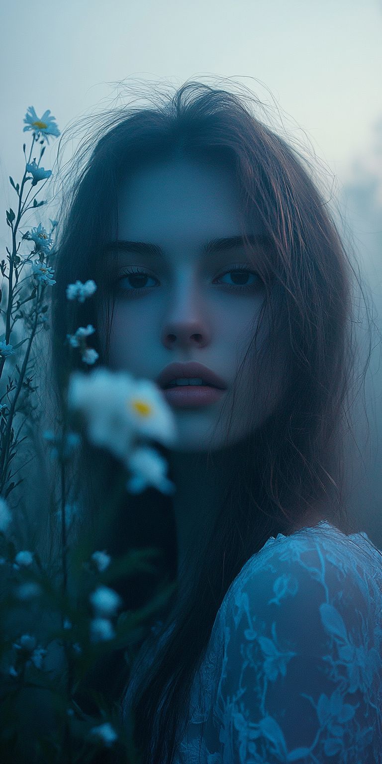 Fond d'écran belle femme dans les fleurs pour mobile 43