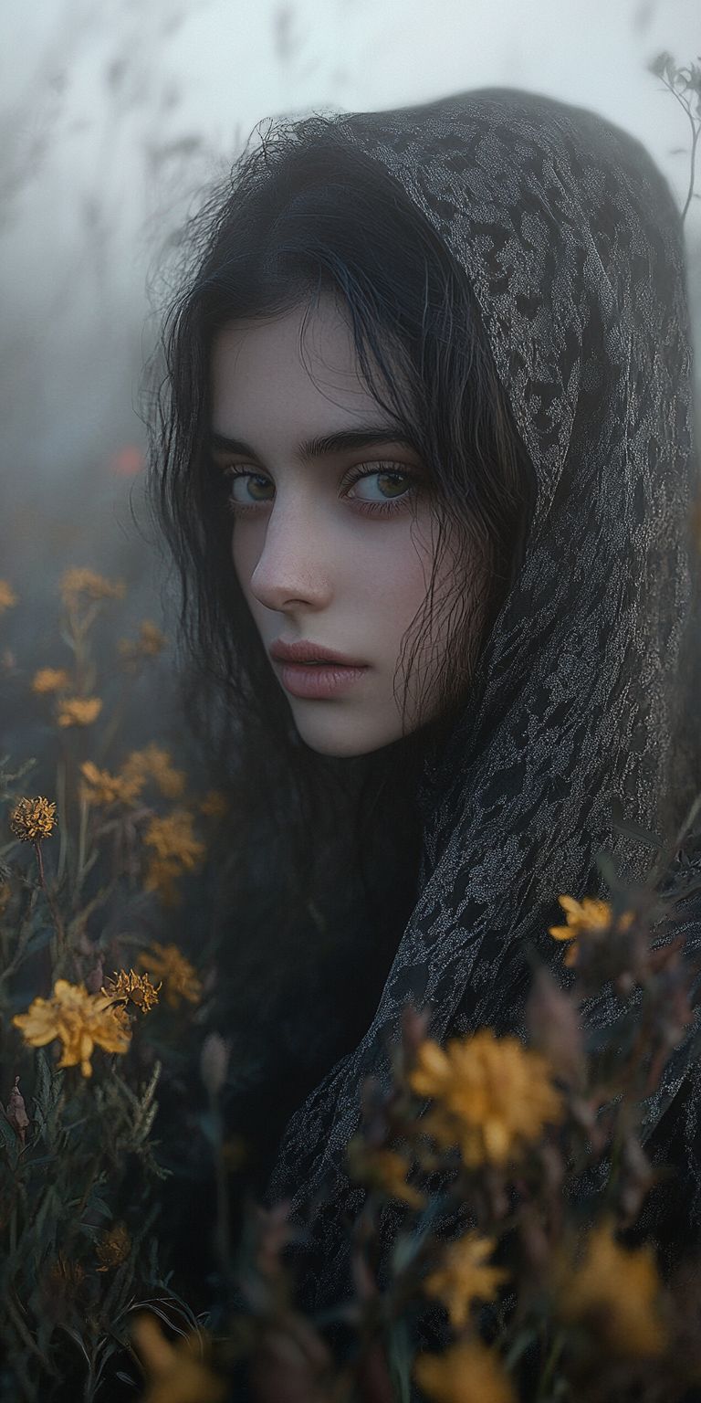 Fond d'écran belle femme dans les fleurs pour mobile 46