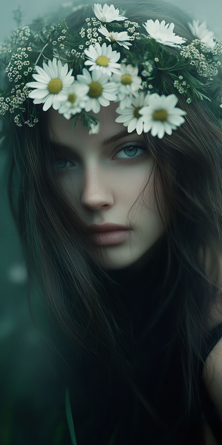 Fond d'écran belle femme dans les fleurs pour mobile 55