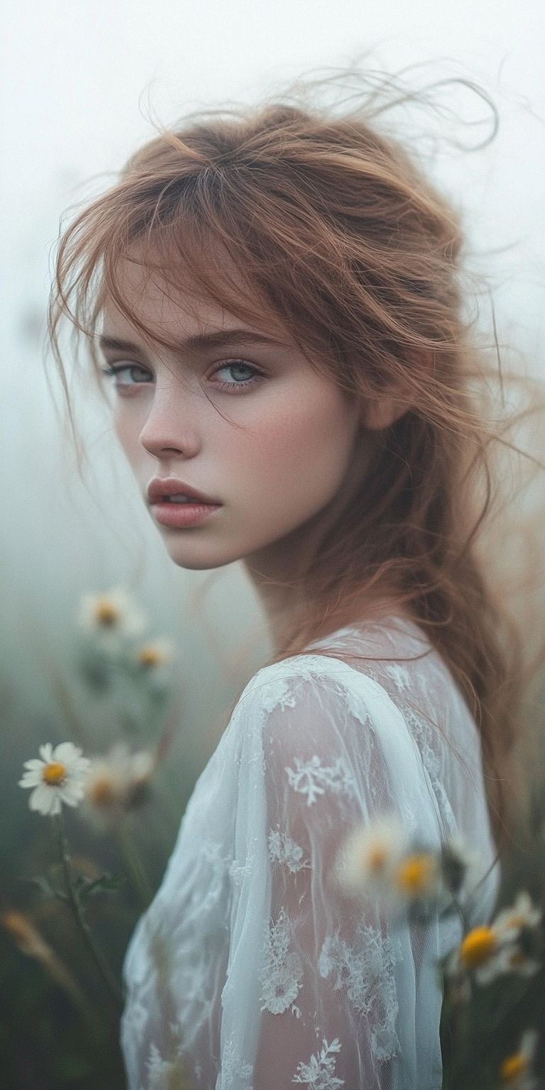 Fond d'écran belle femme dans les fleurs pour mobile 57