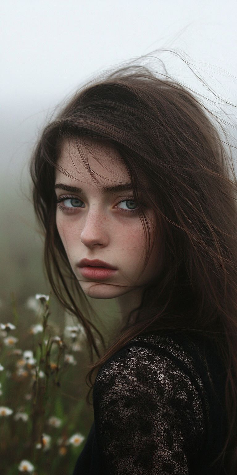 Fond d'écran belle femme dans les fleurs pour mobile 63