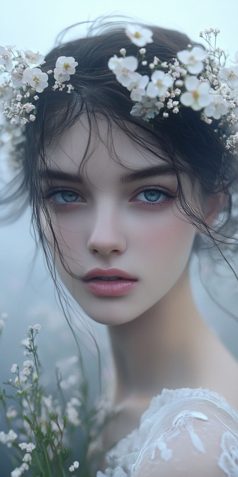 Fond d'écran belle femme dans les fleurs pour mobile 64