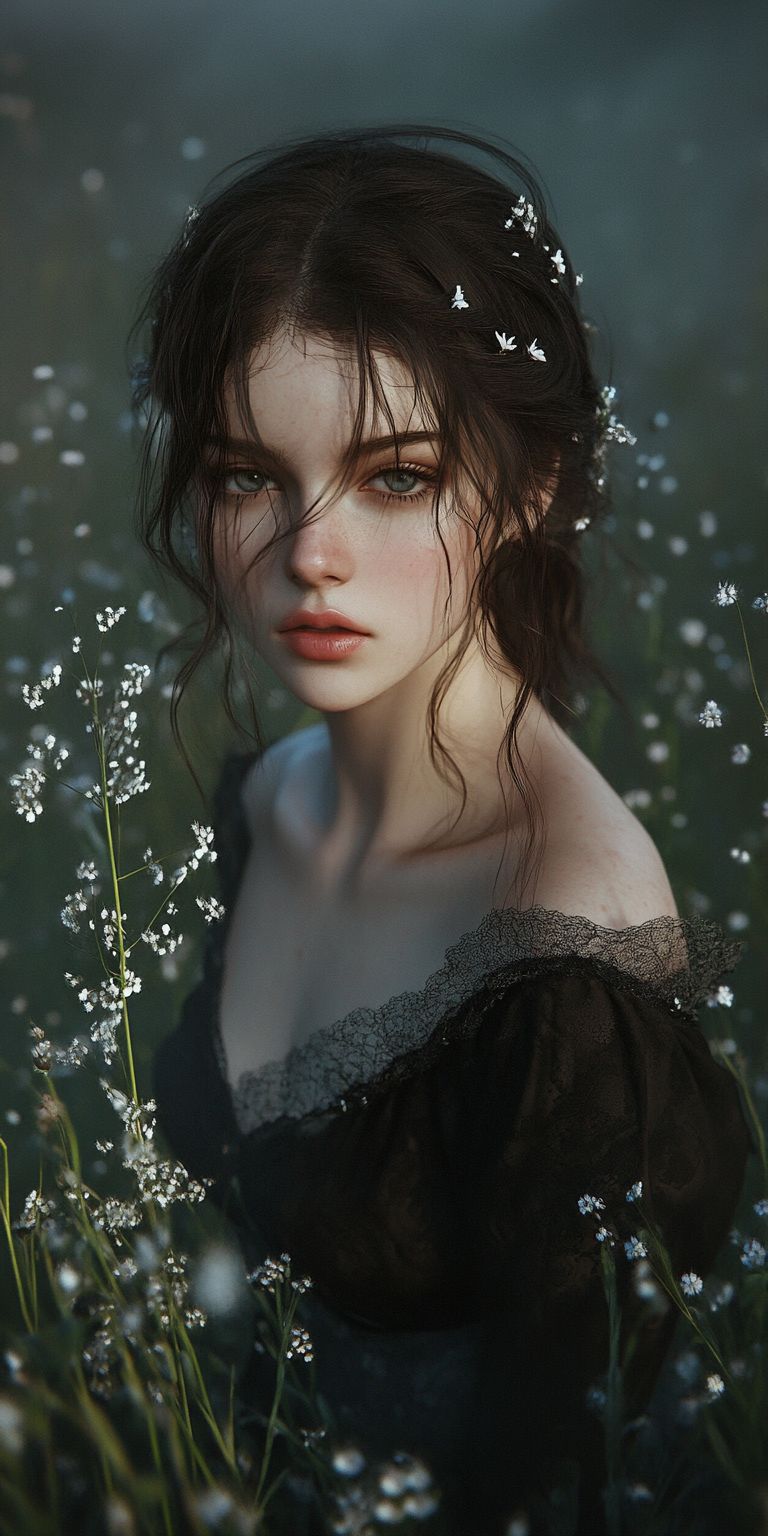 Fond d'écran belle femme dans les fleurs pour mobile 68