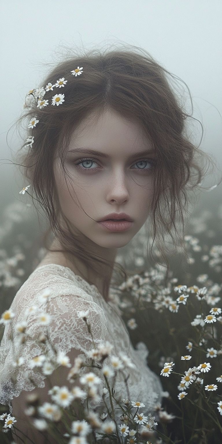 Fond d'écran belle femme dans les fleurs pour mobile 69