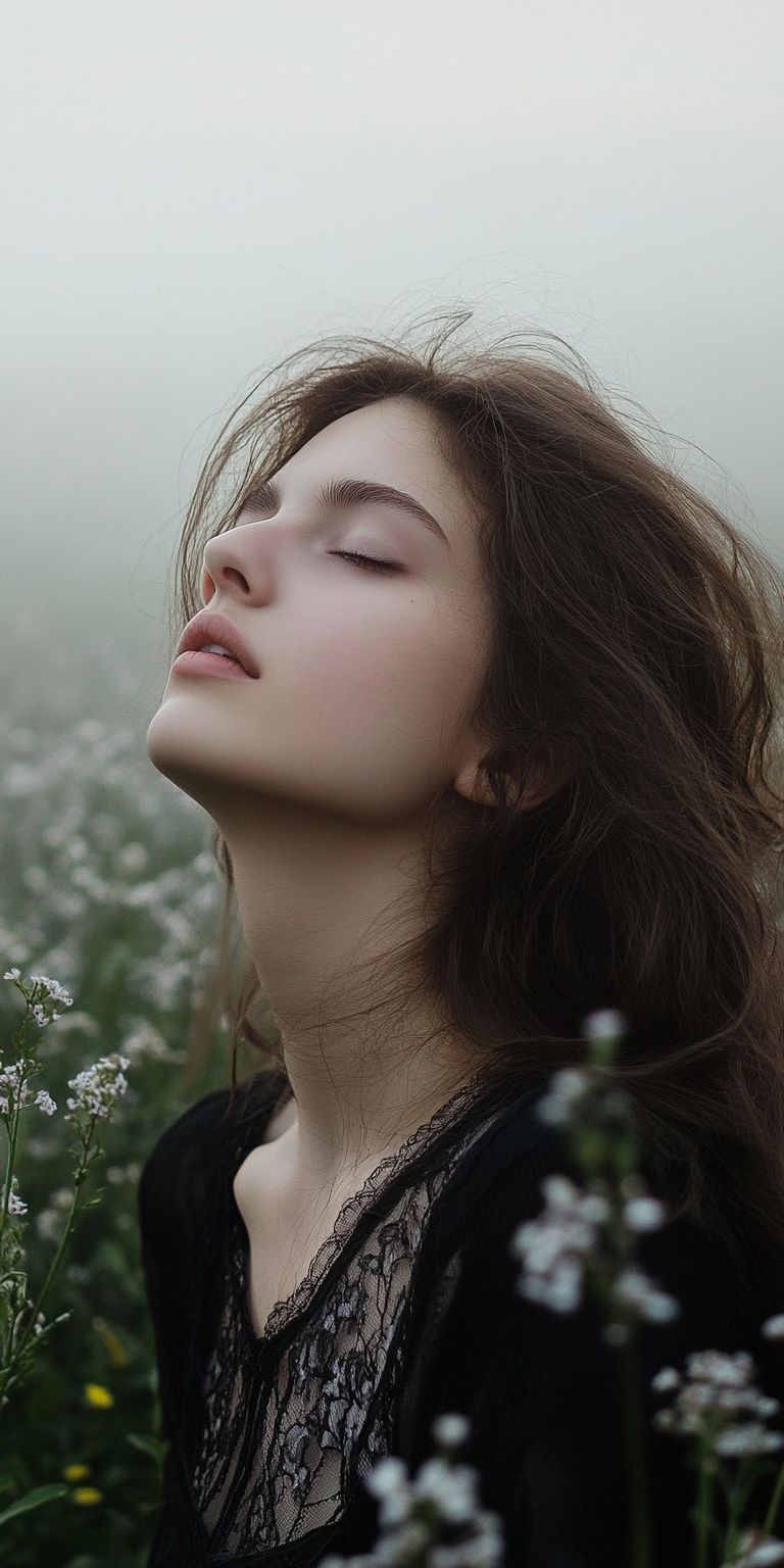 fond d ecran belle femme dans les fleurs pour mobile 75