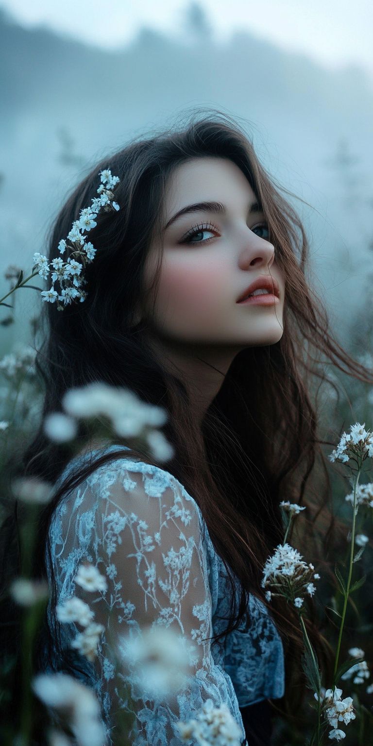 fond d ecran belle femme dans les fleurs pour mobile 9