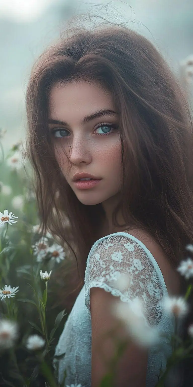 fond d ecran belle femme dans les fleurs pour mobile 1