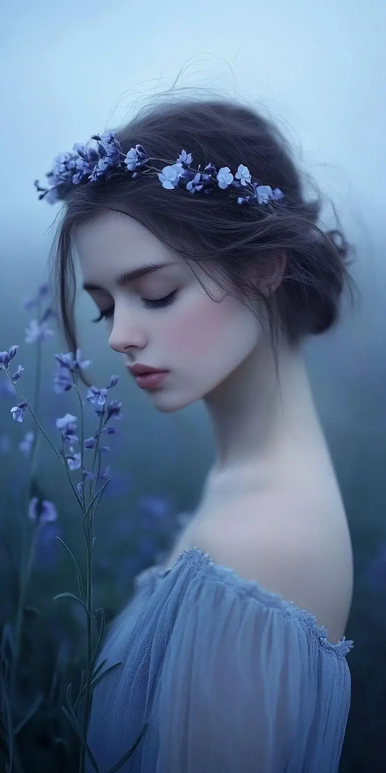 fond d ecran belle femme dans les fleurs pour mobile 35