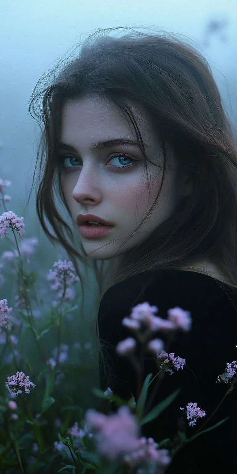 fond d ecran belle femme dans les fleurs pour mobile 42