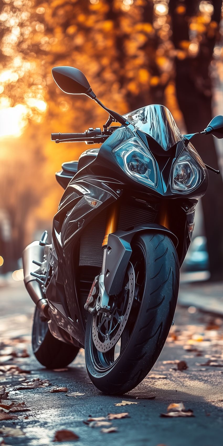 Fond d'écran mobile moto sportive en automne