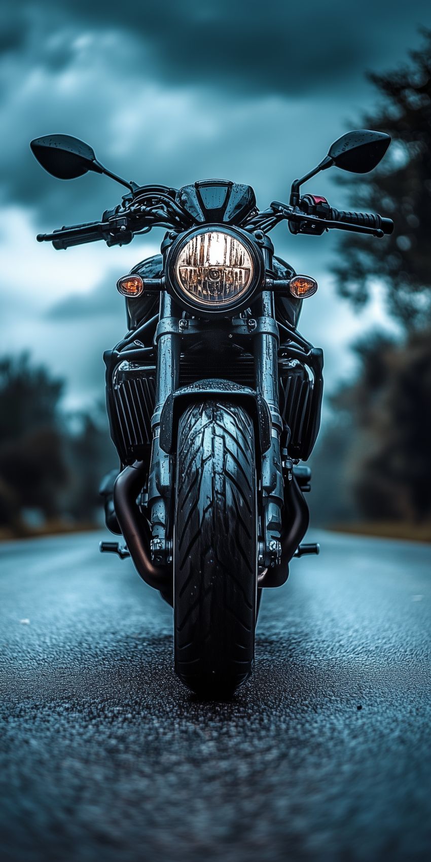 vue frontale sur route de campagne