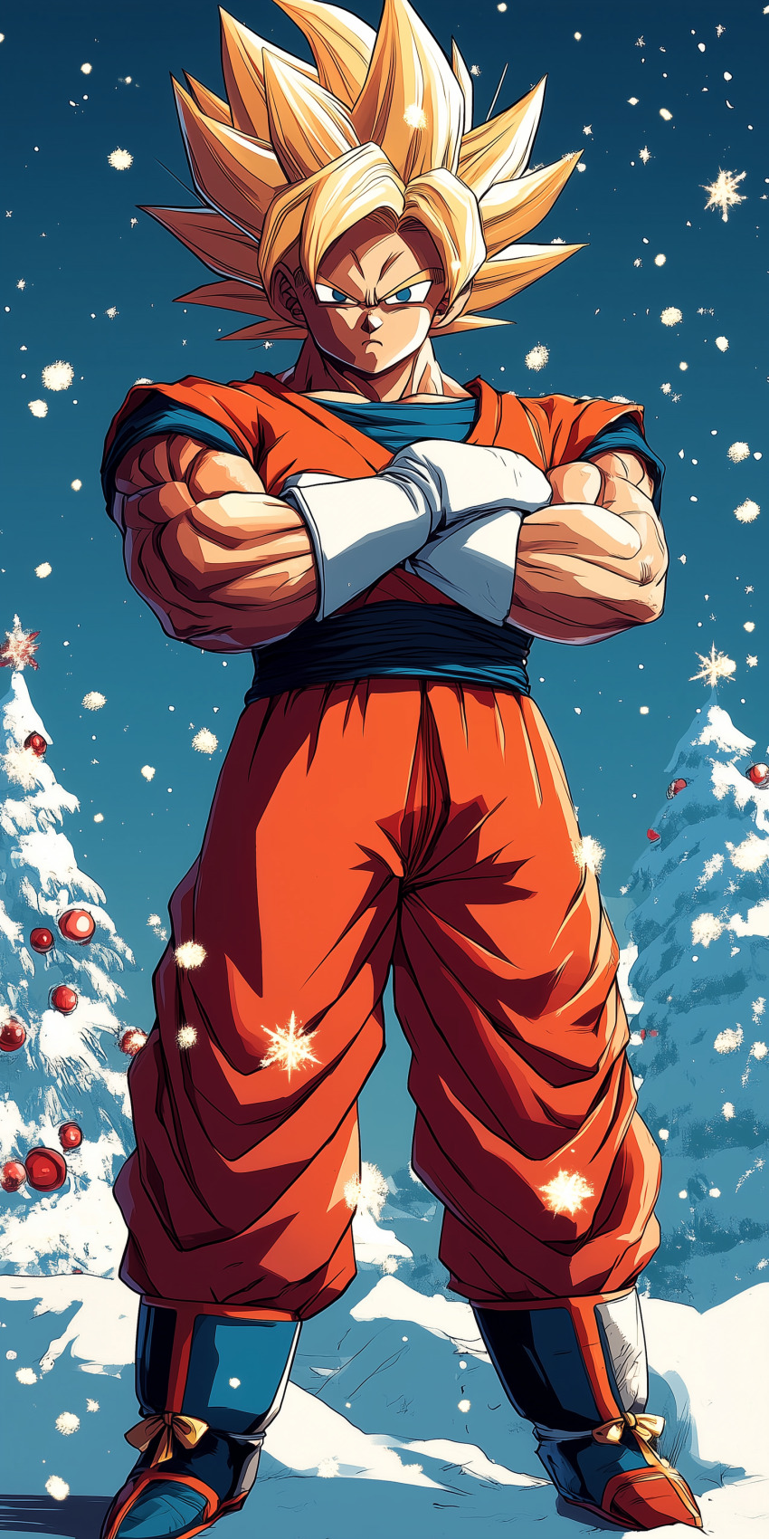 dragonball z noel avec sapins et boules 2