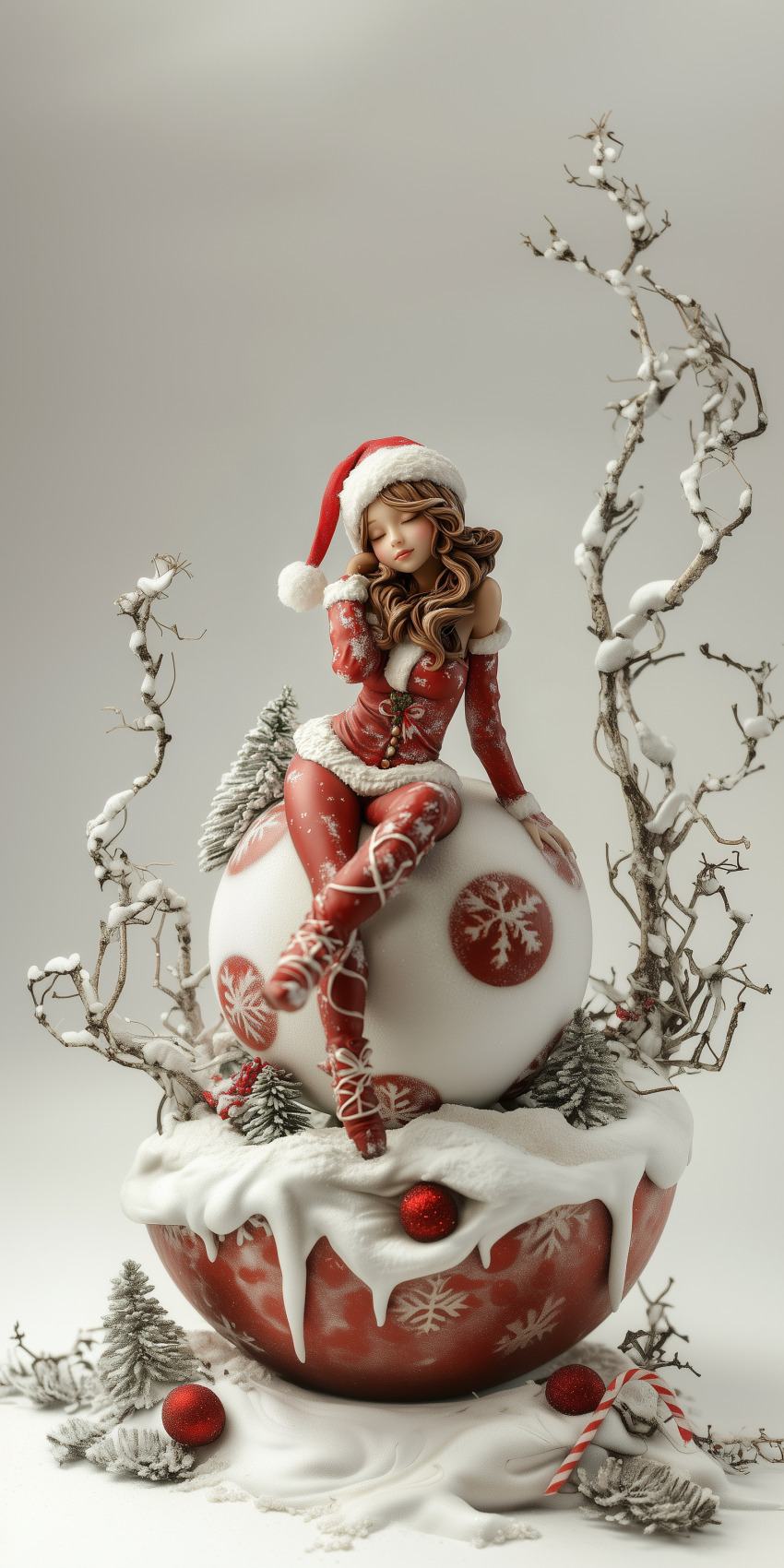 Figurine mere noel sexy boules et neige 4