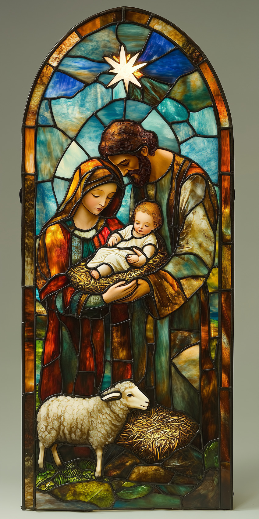 Noel vitrail nativite jesus 1