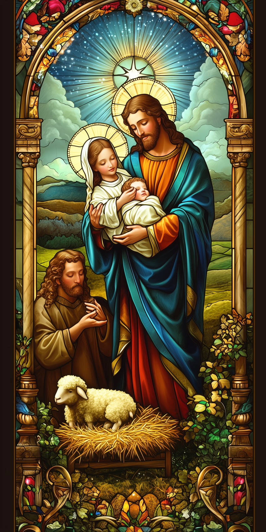 Noel vitrail nativite jesus 3