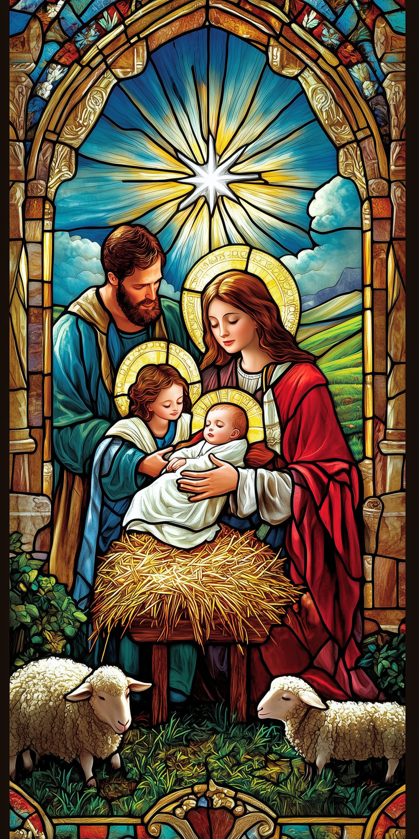 Noel vitrail nativite jesus 4