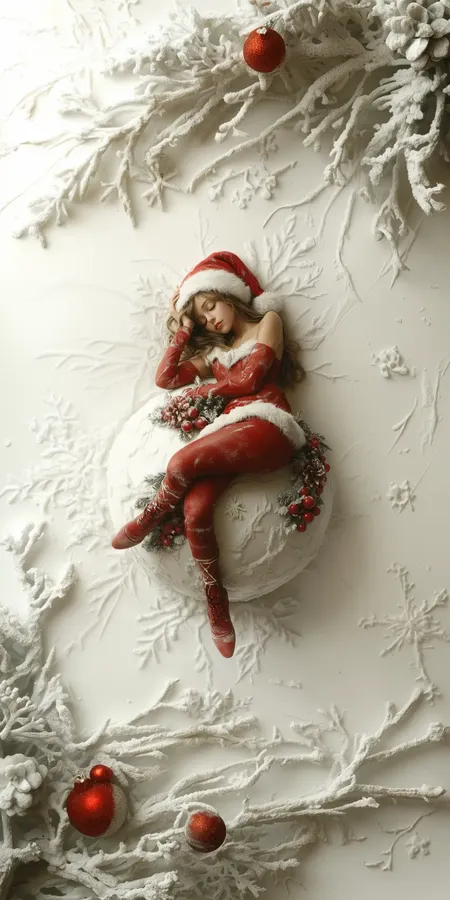 figurine mere noel sexy boules et neige 2