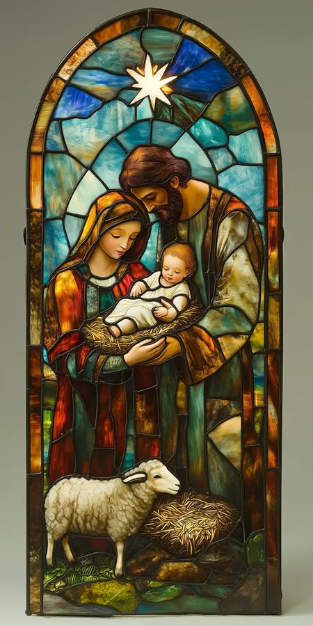 noel vitrail nativite jesus 1