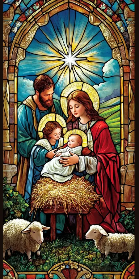 noel vitrail nativite jesus 4