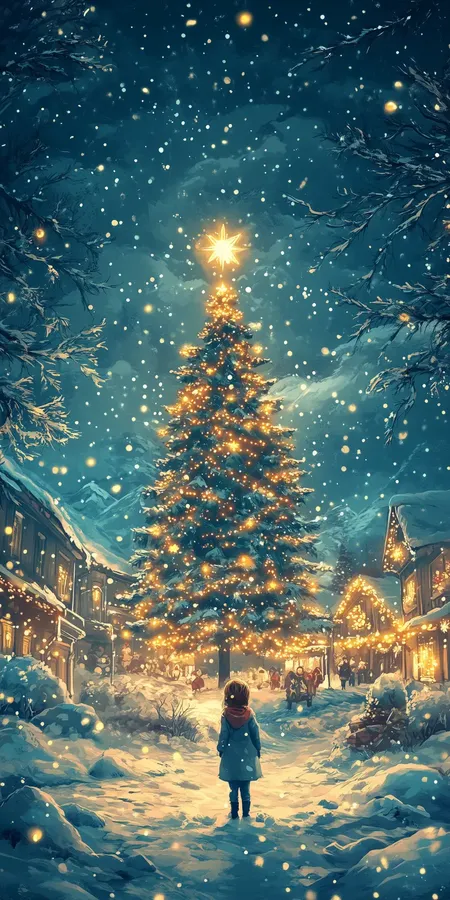 sapin de noel sous la neige dans la rue 3