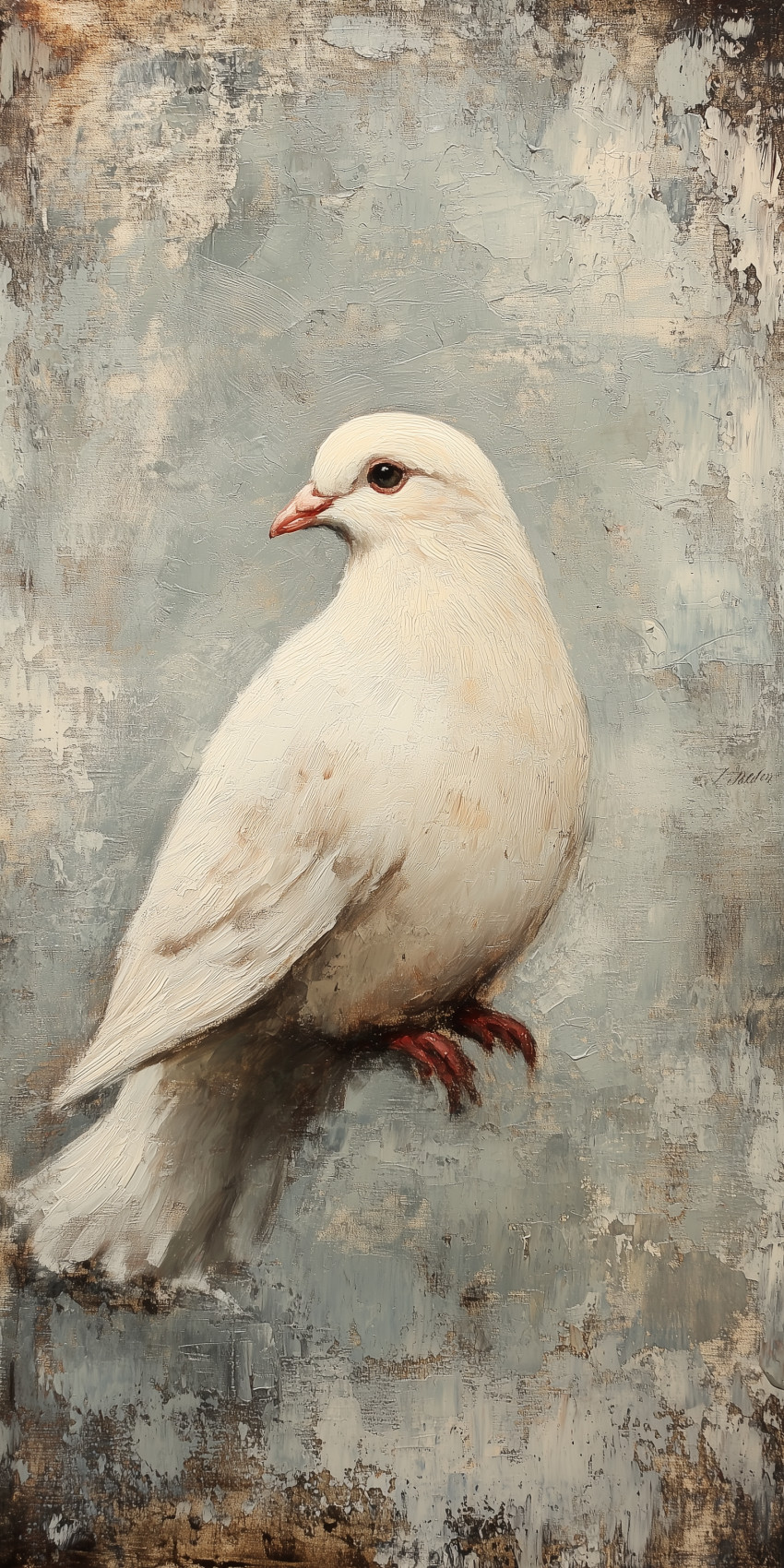 Fond d'écran Mobile Colombe Blanche sur Fond Texturé : Sérénité et Douceur Artistique