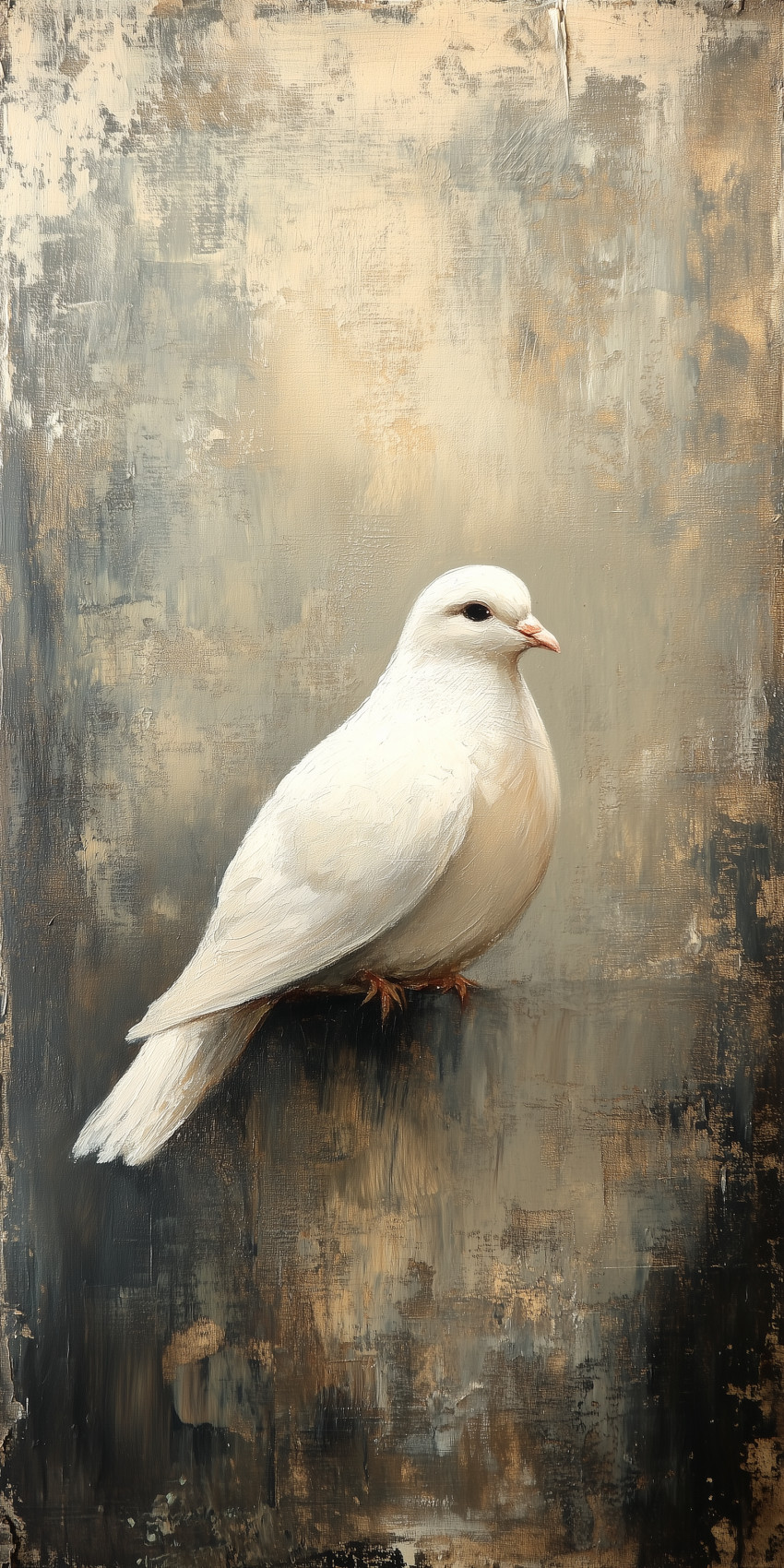 Fond d'écran Mobile Colombe Blanche sur Fond Texturé : Douceur et Sérénité Artistique
