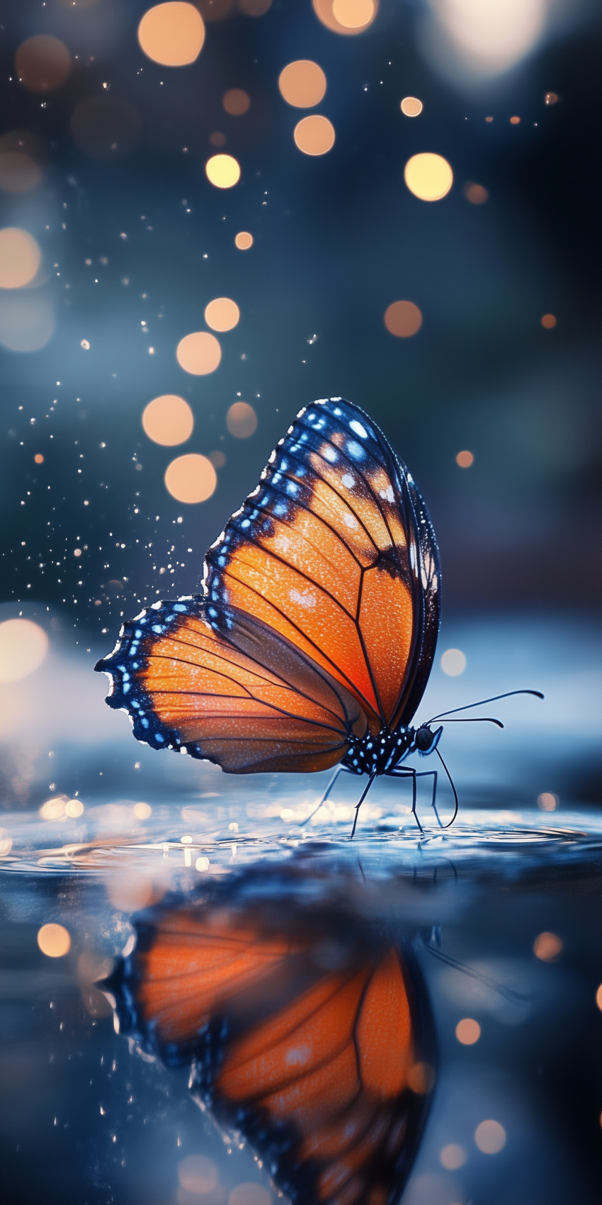 Fond d'écran Mobile Papillon Orange et Bleu : Reflets Lumineux et Féérie Aquatique recherche par mots clés, fond d ecran papillon mobile 13, les plus téléchargés