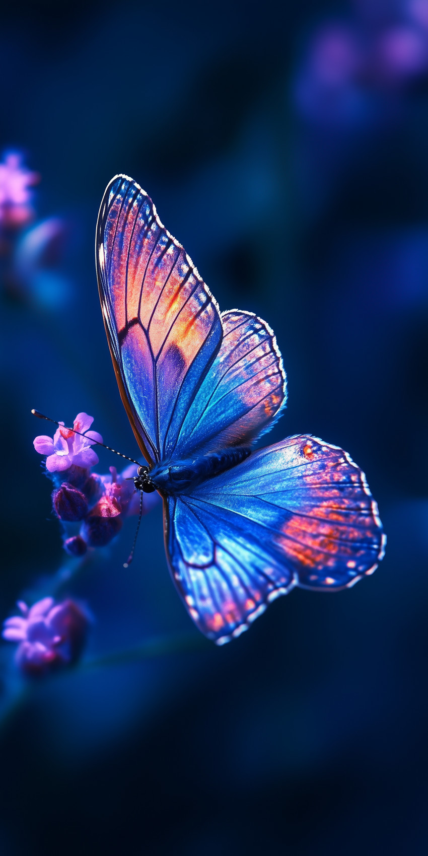 Fond d'écran Mobile Papillon Bleu et Orange : Lumière et Harmonie Florale Nocturne recherche par mots clés, fond d ecran papillon mobile 15, les plus téléchargés