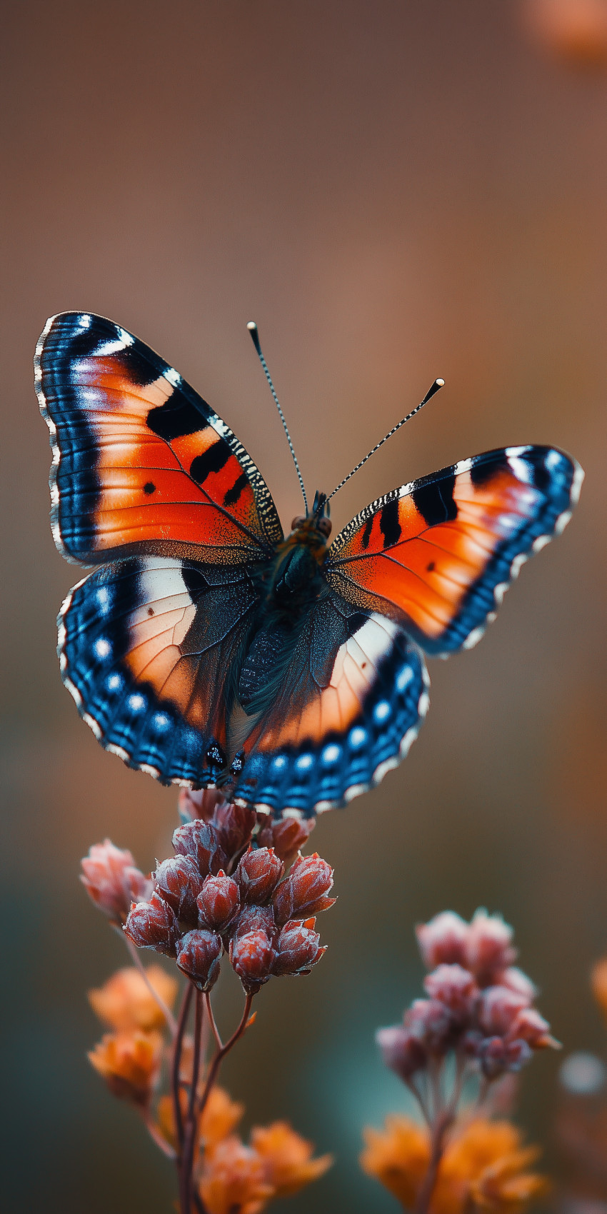 Fond d'écran Mobile Papillon Orange et Bleu : Couleurs Chaudes et Détails Naturels