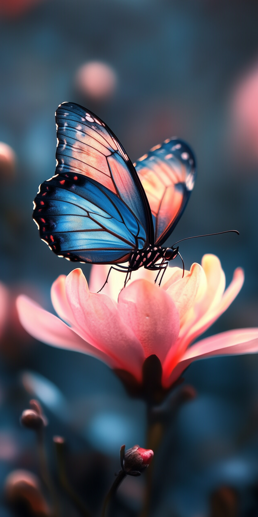 Fond d'écran Mobile Papillon sur Fleur Rose : Douceur et Éclat recherche par mots clés, fond d ecran papillon mobile 21, 