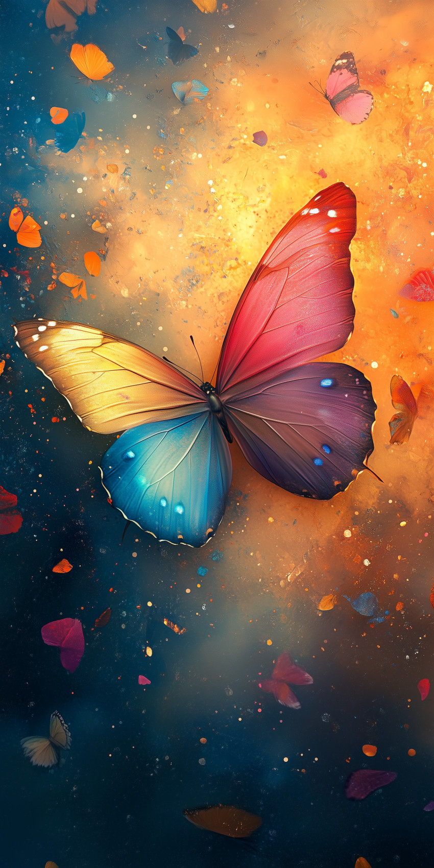 Fond d'écran Mobile Papillon Multicolore : Explosion de Couleurs et Féérie