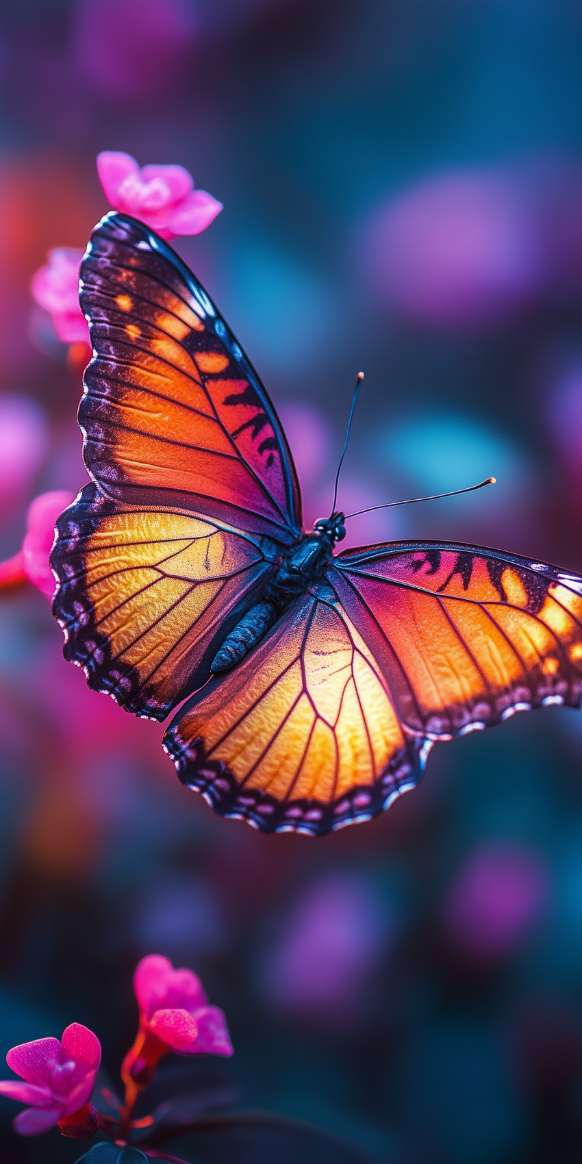Fond d'écran Mobile Papillon Orange et Noir : Couleurs Vibrantes et Féérie Florale