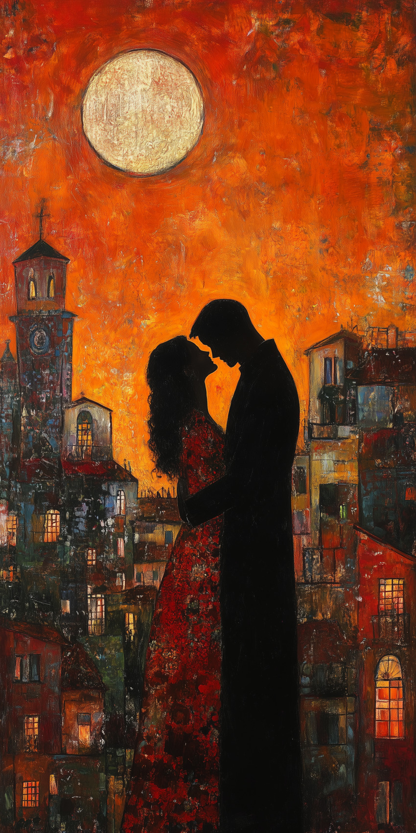 Fond d'écran mobile peinture inspiration gustav klimt 1