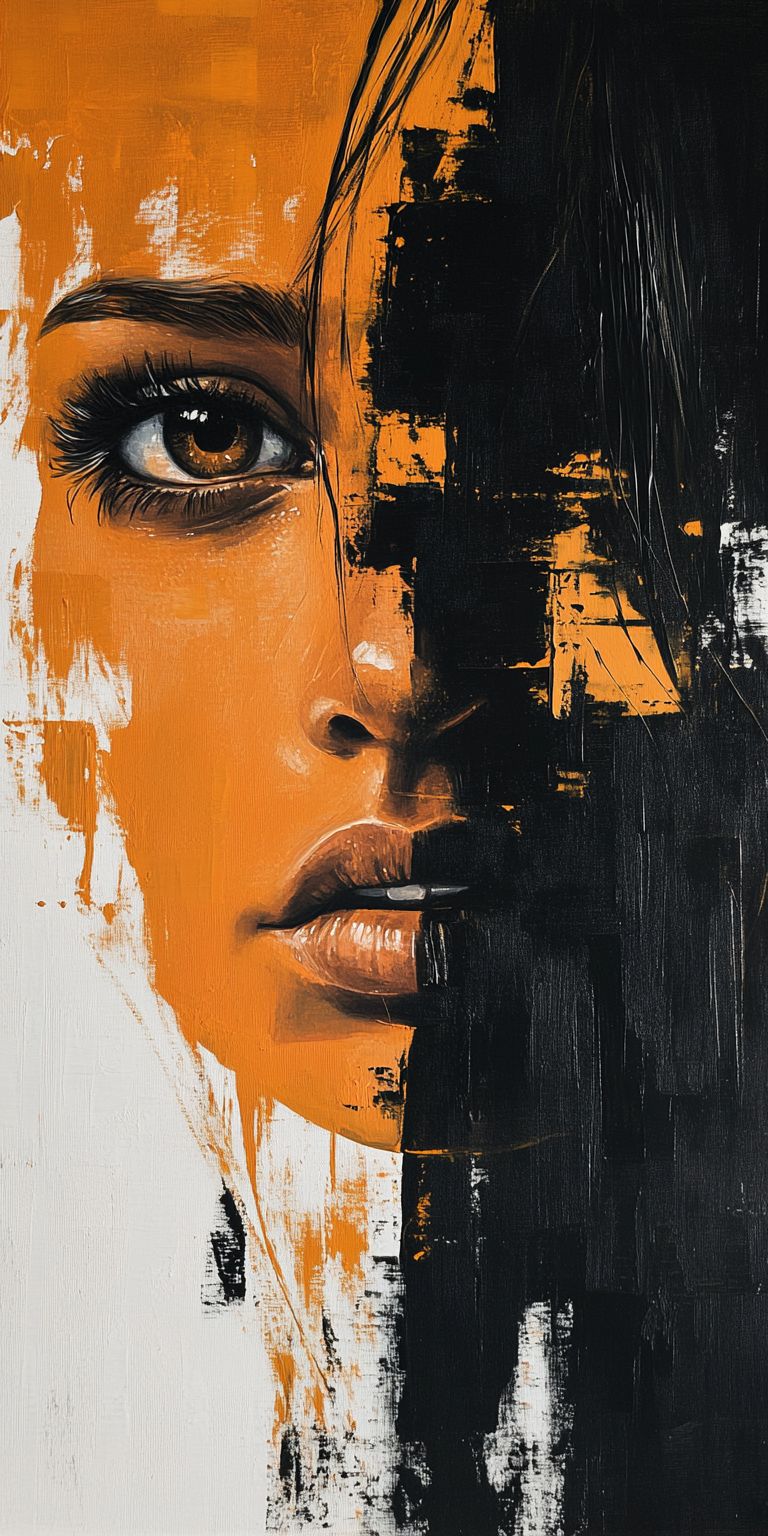 fond d ecran mobile visage peinture minimaliste 44