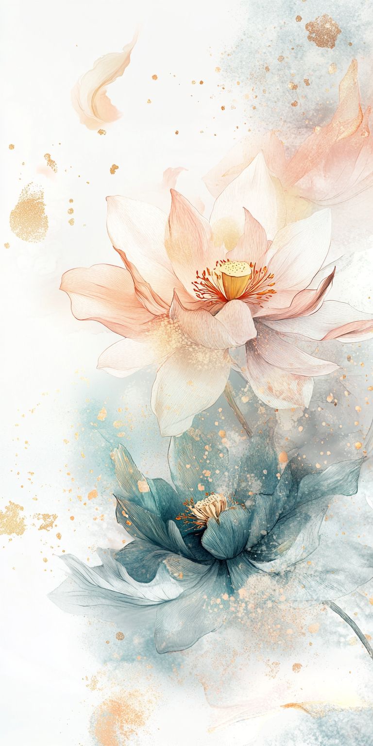 Deux fleurs couleurs pastel, bleu et rose, fond d'écran mobile recherche par mots clés, fond d ecran mobile douceur pastel 44, mobile