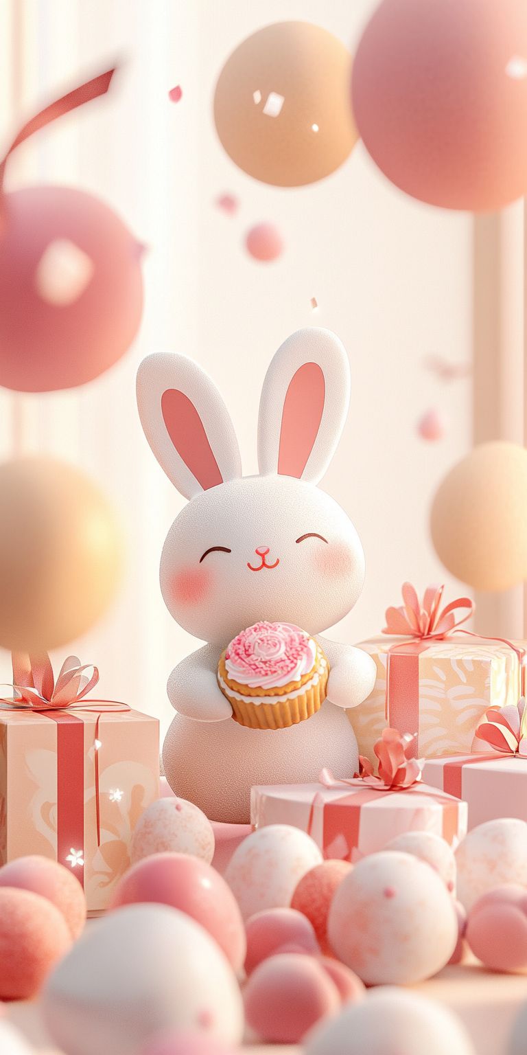 Fond d'écran kawaii lapin pour mobile 34