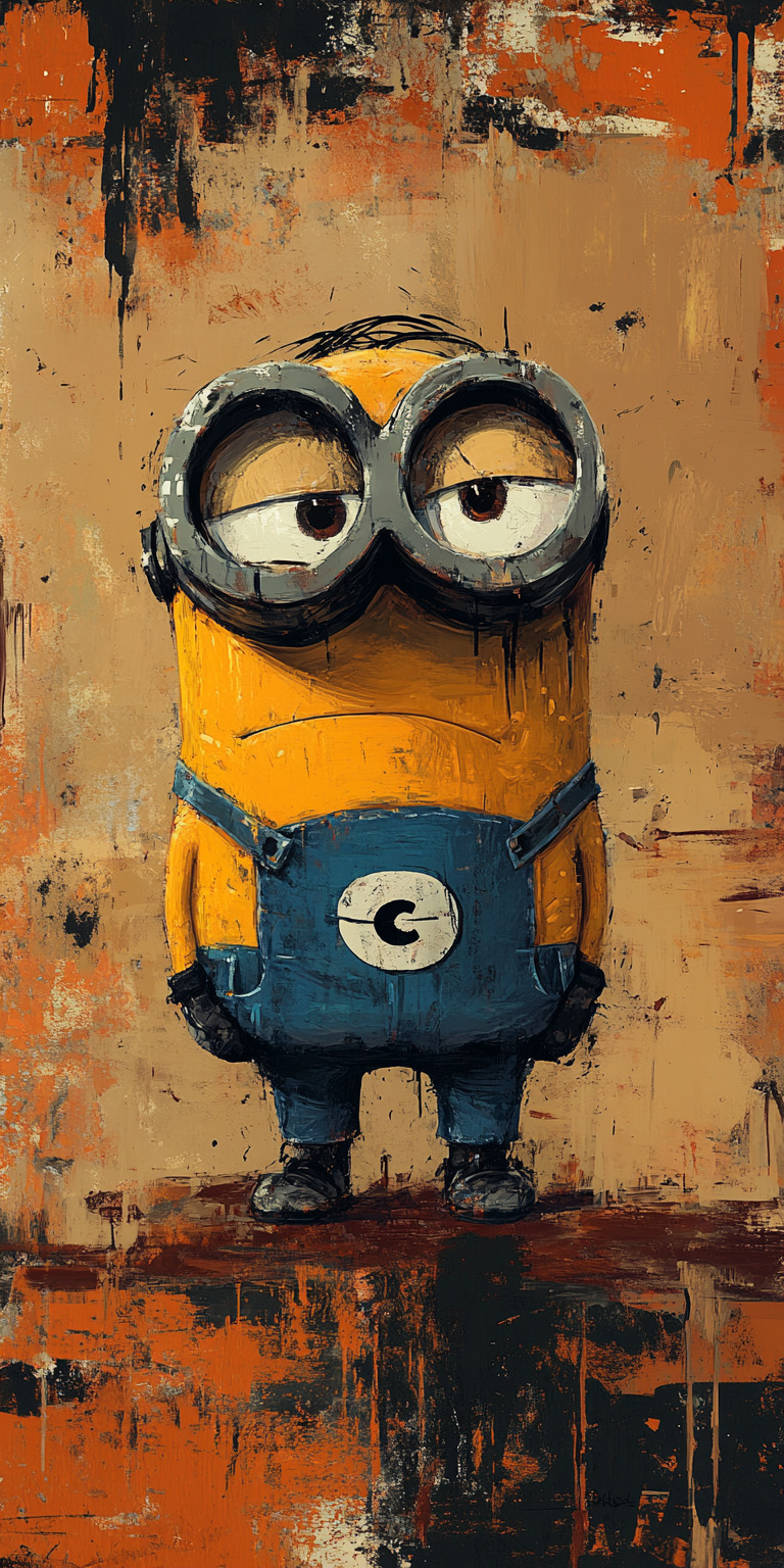 Fond d'écran Mobile Minion Tristesse Artistique - Style Peinture, Jaune et Bleu - HD