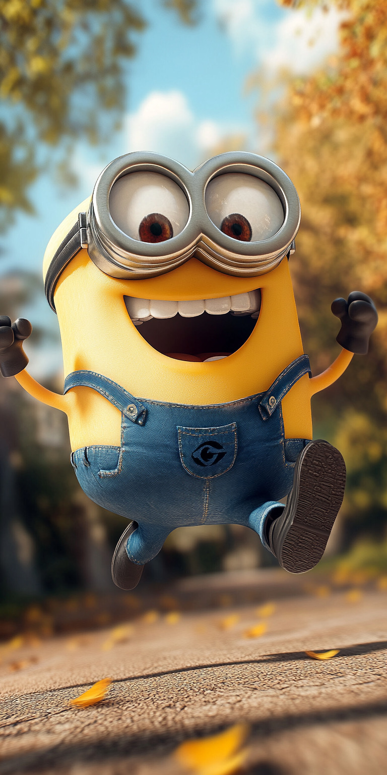 Fond d'écran Mobile Minion Joie Exubérante - Nature Automnale, Jaune et Bleu - HD