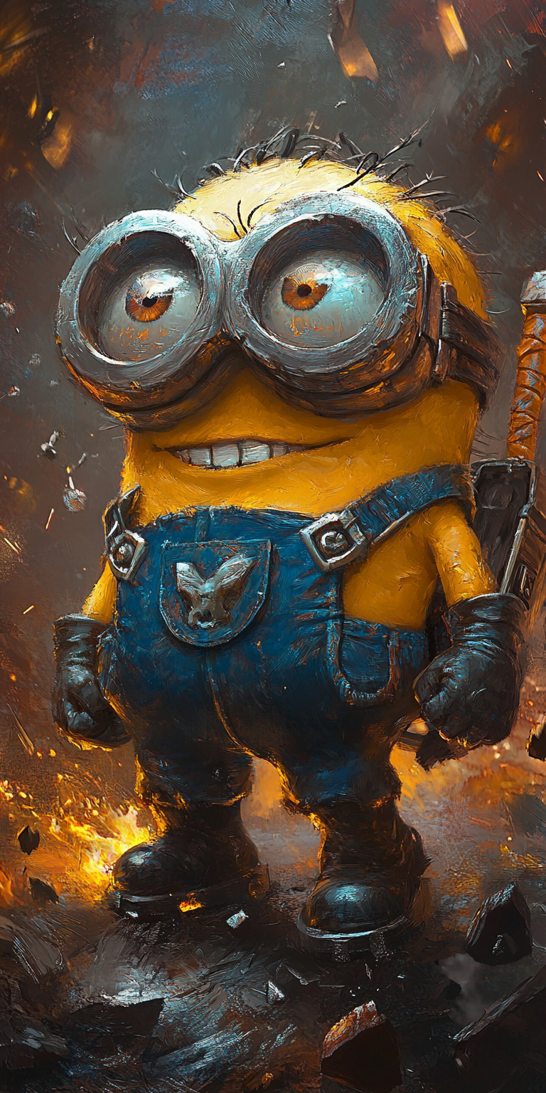 Fond d'écran Mobile Minion Action Dynamique - Explosif, Aventure, Jaune et Bleu - HD