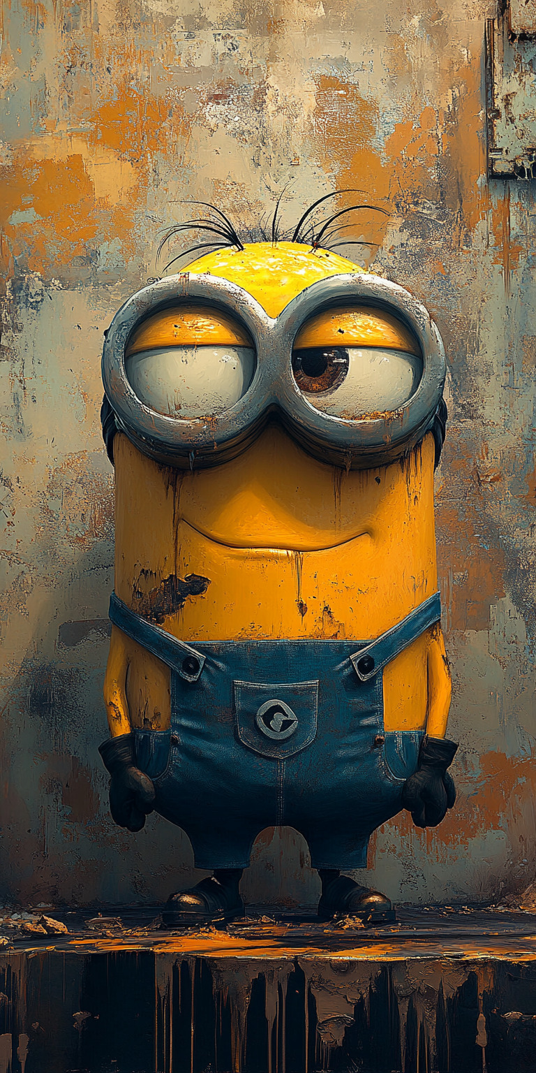 Fond d'écran Mobile Minion Clin d'Oeil Amical - Jaune, Bleu, Gris - Style Urbain - HD