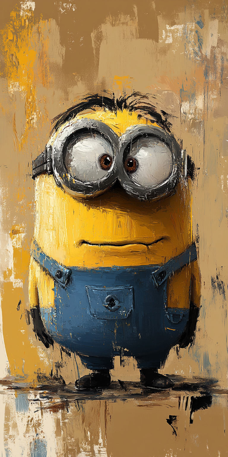 Fond d'écran Mobile Minion Style Peinture Artistique - Jaune, Bleu, Beige - HD