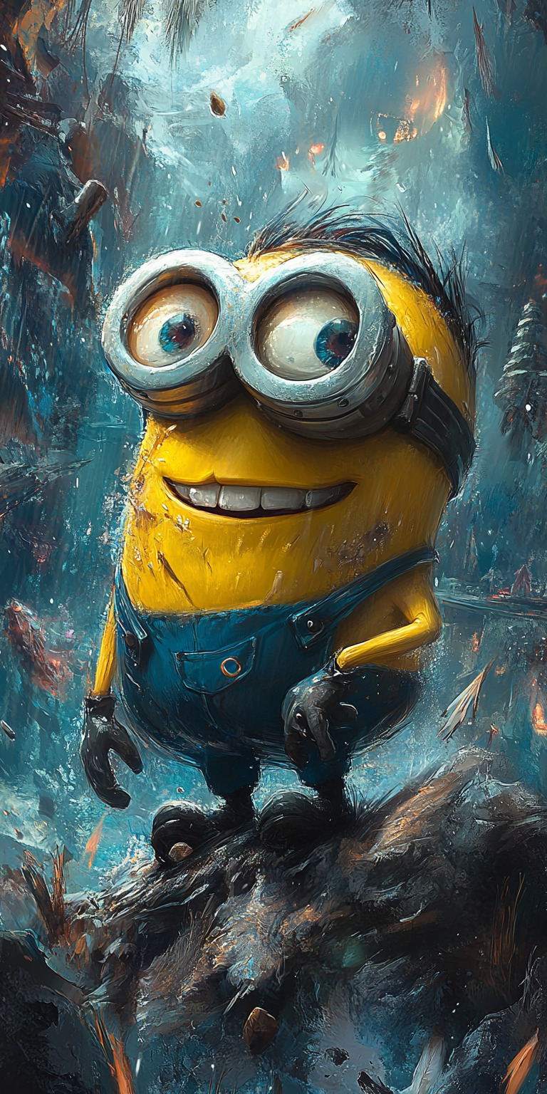 Fond d'écran Minion Éclatant : Jaune Vif et Détails Captivants pour Mobile