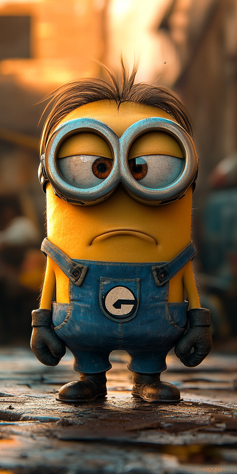 Fond d'écran Mobile Minion Mélancolique : Tristesse Touchante en Jaune et Bleu HD