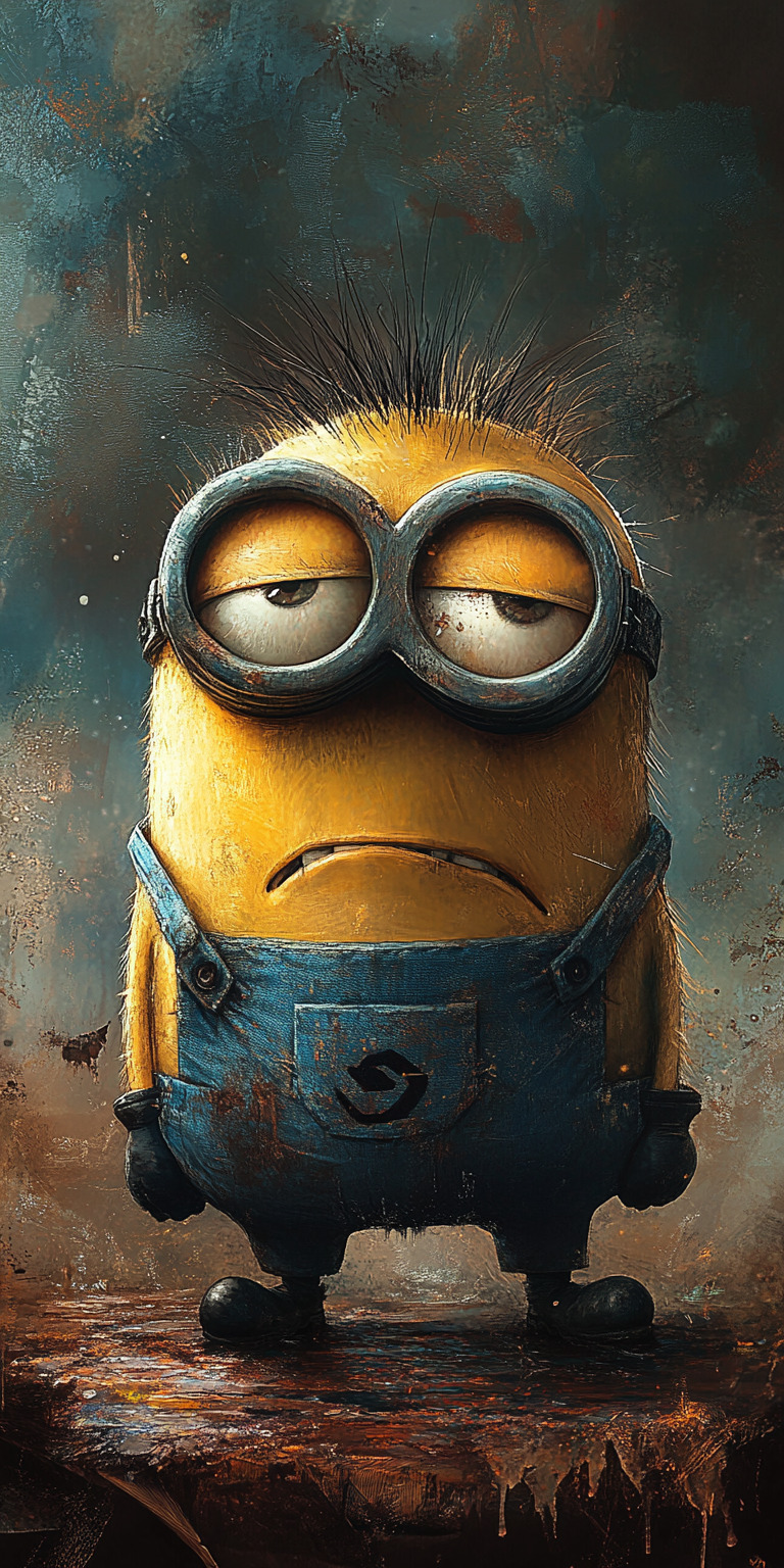 Fond d'écran Minion Triste : Jaune, Bleu et Détails HD pour Mobile