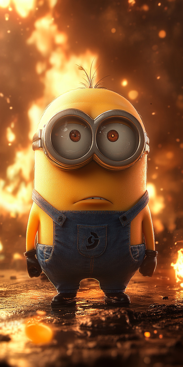 Fond d'écran Minion Triste avec Effet Explosif pour Mobile