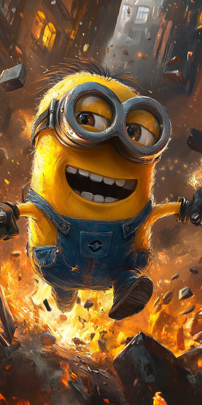 Fond d'écran Mobile Minion Joie Explosive - Dynamique, Couleurs Vives - Qualité HD recherche par mots clés, fond d ecran minion pour mobile 4, 