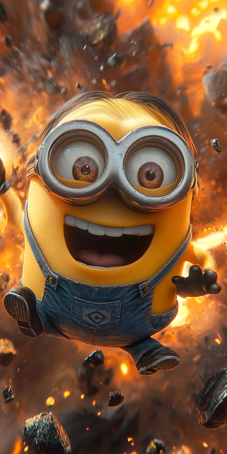 Fond d'écran Mobile Minion Explosif HD - Action, Couleurs Chaudes et Détails Dynamiques