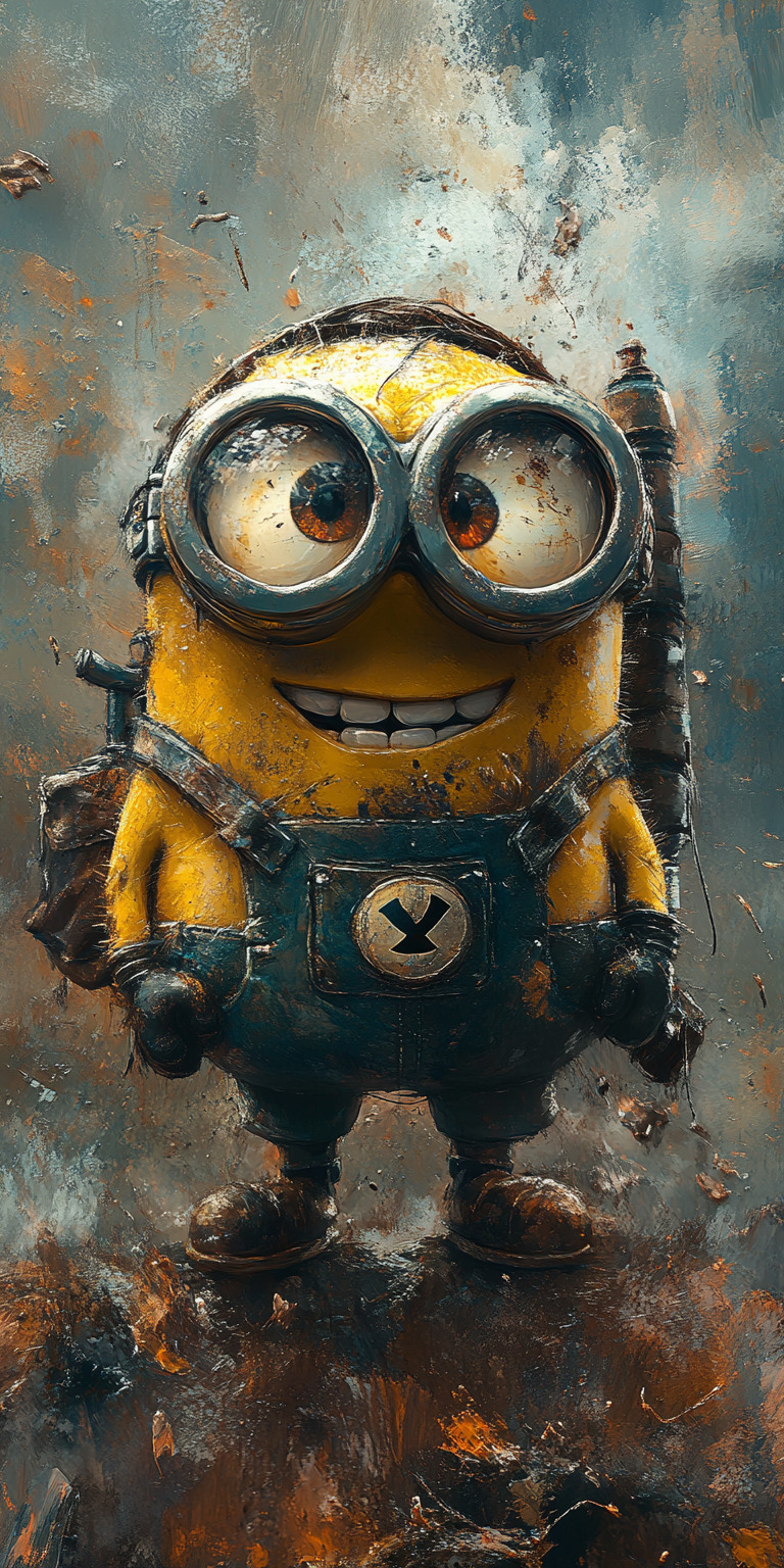 Fond d'écran Mobile Minion Aventurier : Regard Déterminé et Détails Texturés